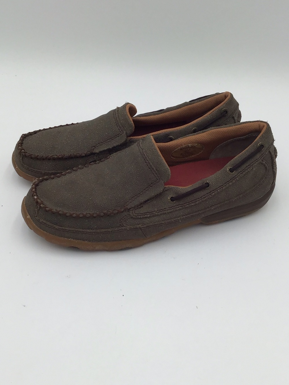 Twisted X Women 9 Sparkle Soft Leather Cushioned Slip-On Loafers in Olive Brown